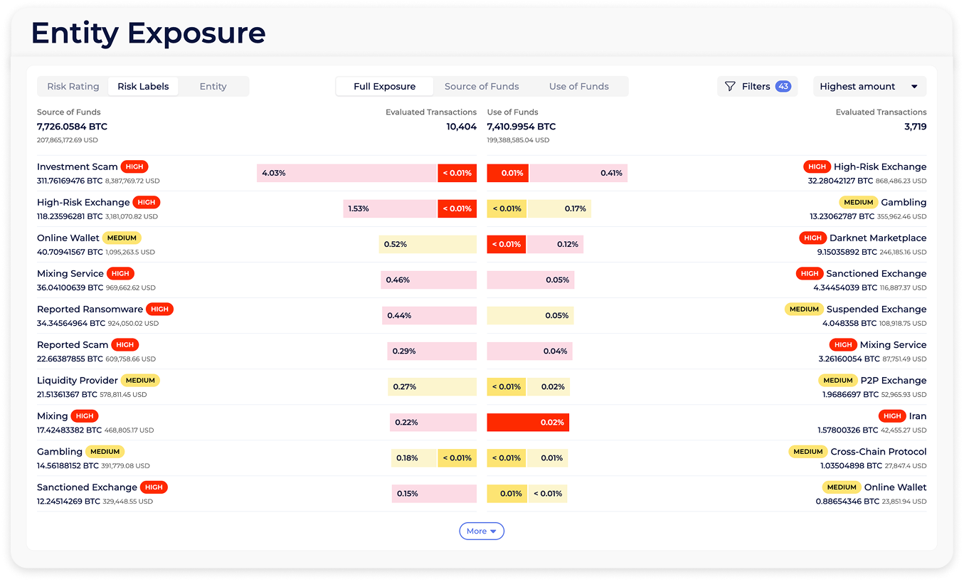 Example of an entity exposure report in the Global Ledger interface