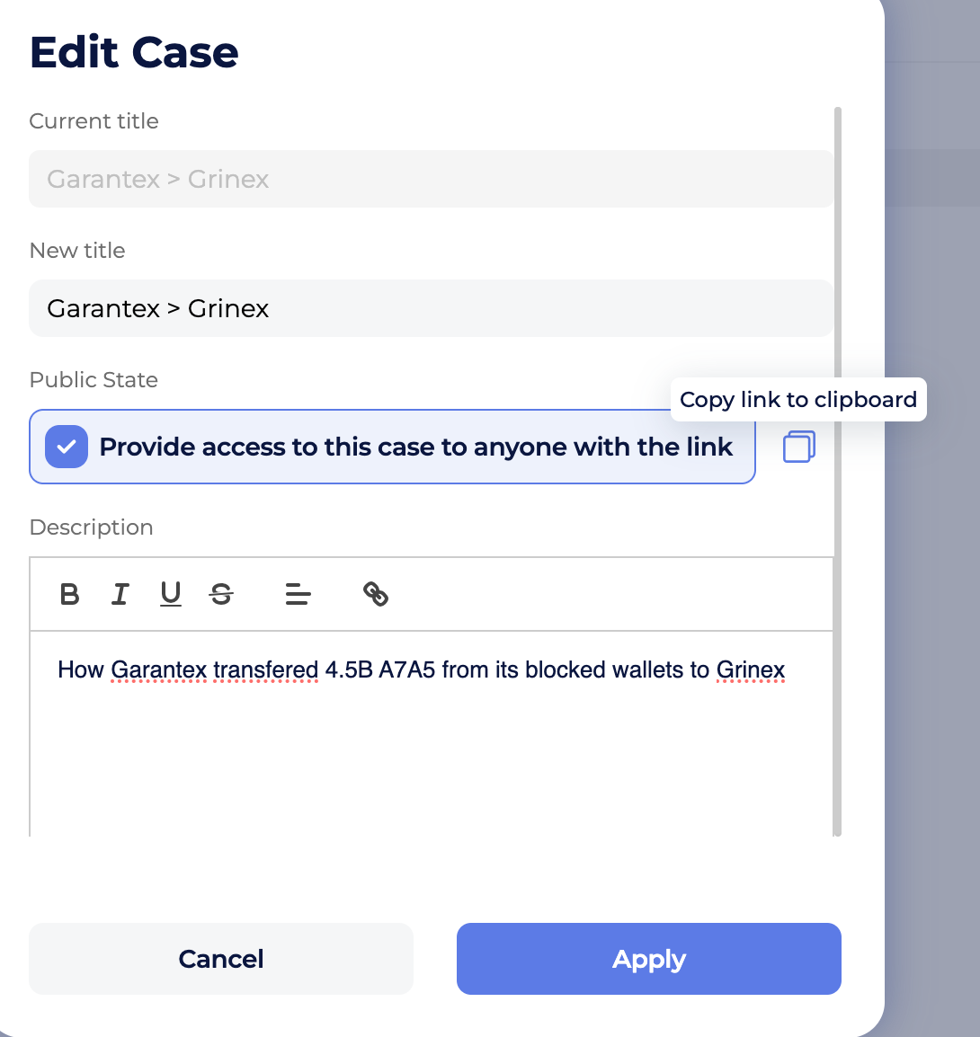 Public Cases feature: Edit Case tab